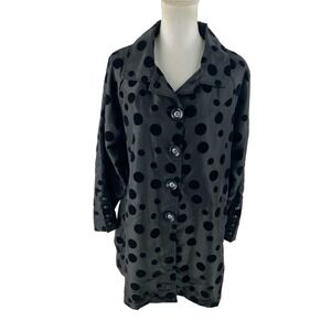 UBU Womens L Jacket Black Boho‎ Chic Modern Classic Velvety Black Polka Dots